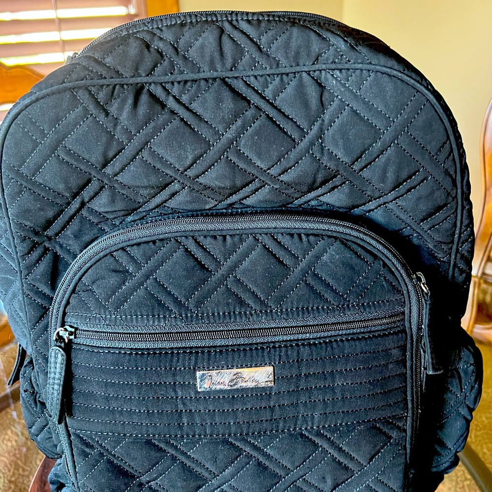 Vera Bradley black quilted backpack..